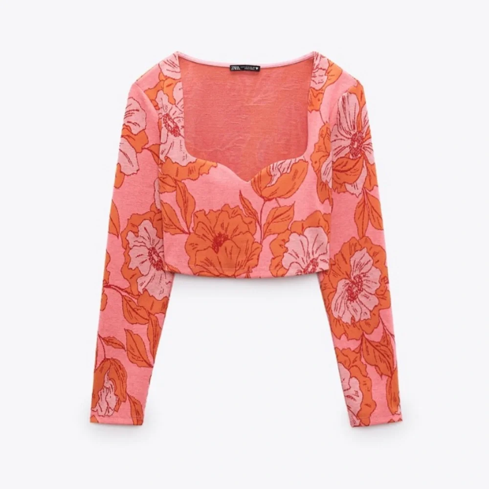NWT Zara jacquard floral printed crop top blogger favorite - Picture 1 of 3